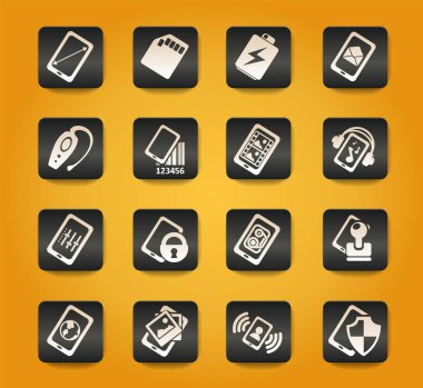 Cep telefonu, akıllı telefon, özellikler ve işlevler simgeleri ayarlandı