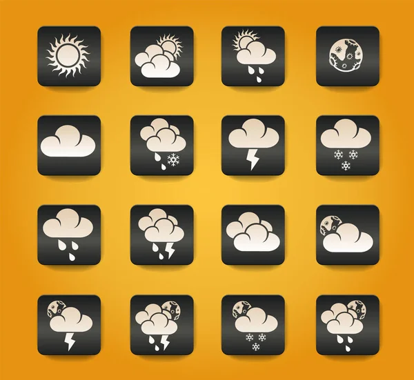 黄底黑色按钮上的天气标志 — 图库矢量图片