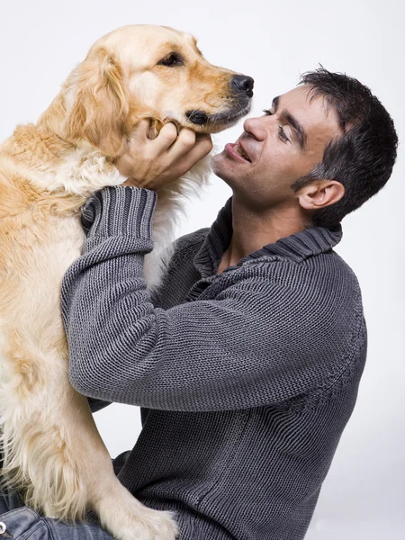 Man en hond — Stockfoto