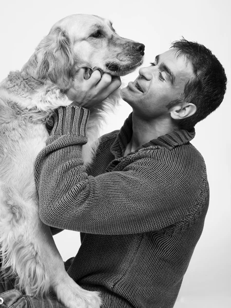 Homme et chien — Photo