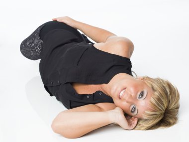 beyaz zemin üzerinde döşeme çok orta yaşlı kadın