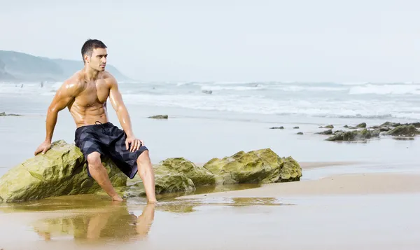 Sexy man beach — Stock Photo, Image