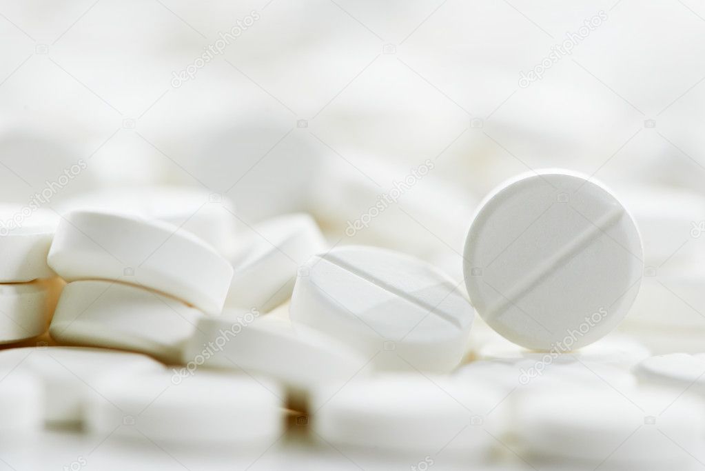 White round medicine tablet antibiotic pills