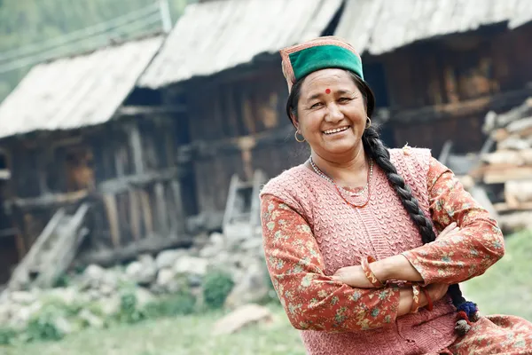 Authentieke Indiase land dorpsbewoner vrouw — Stockfoto