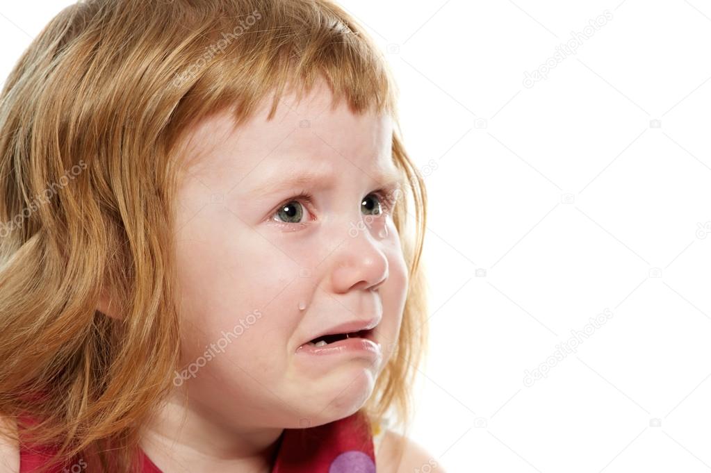 Little girl cryed with tears