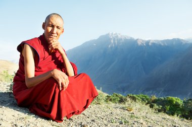 Two Indian tibetan monk lama clipart