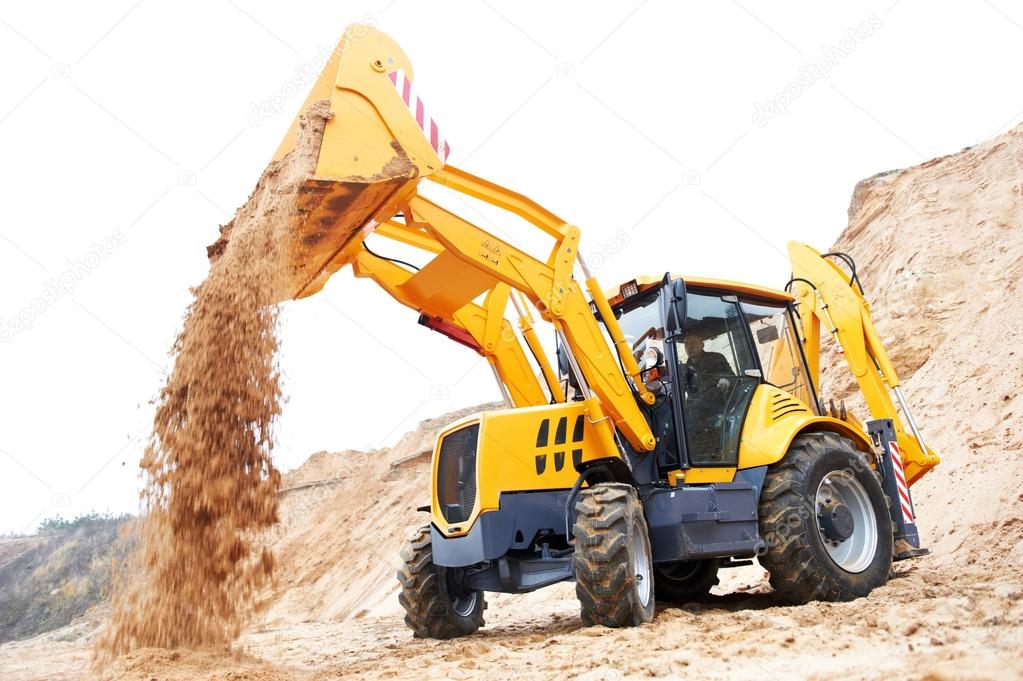 Excavator Loader with backhoe works — Stock Photo © kalinovsky 20509351