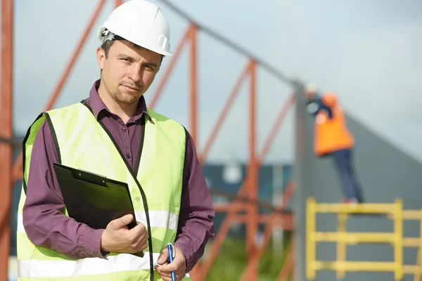 Builder manager worker at construction site — Stock Photo, Image
