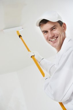 Happy house painter worker clipart