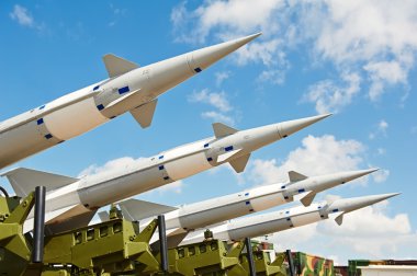 Antiaircraft missles weapon aimed to the sky clipart