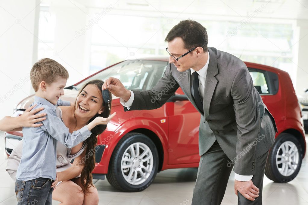 Car purchasing at automobile sale centre — Stock Photo © kalinovsky