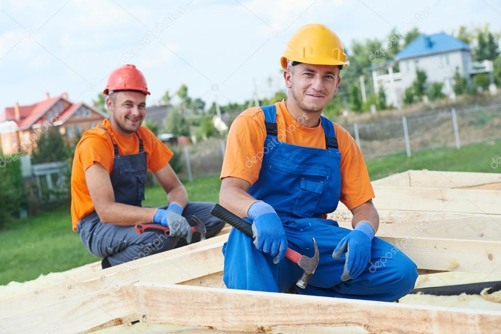 Carpenter workers on roof