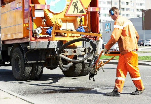 Trabajos de parcheo de asfalto — Foto de Stock