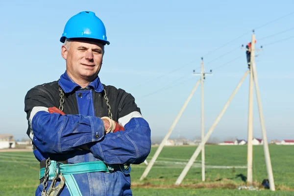 Portrait of electrician power lineman — Stock Photo, Image