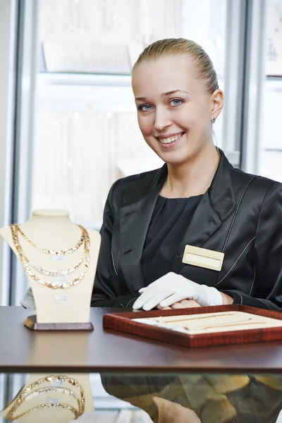Jewellery shop sales assistant — Stock Photo, Image