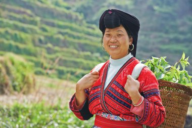 Smiling chinese minority woman Yao clipart