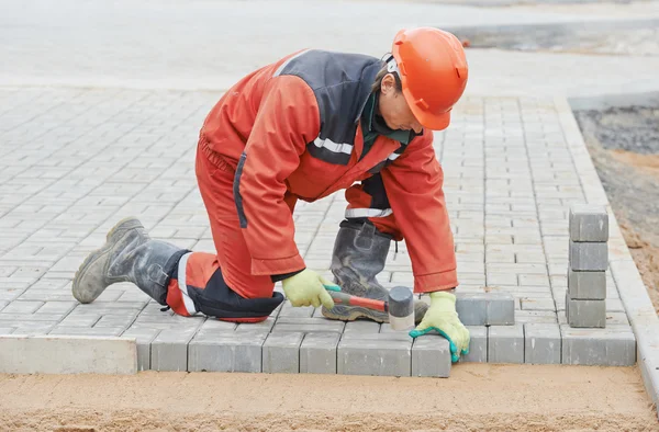 Obras de construção de pavimentos para calçadas — Fotografia de Stock