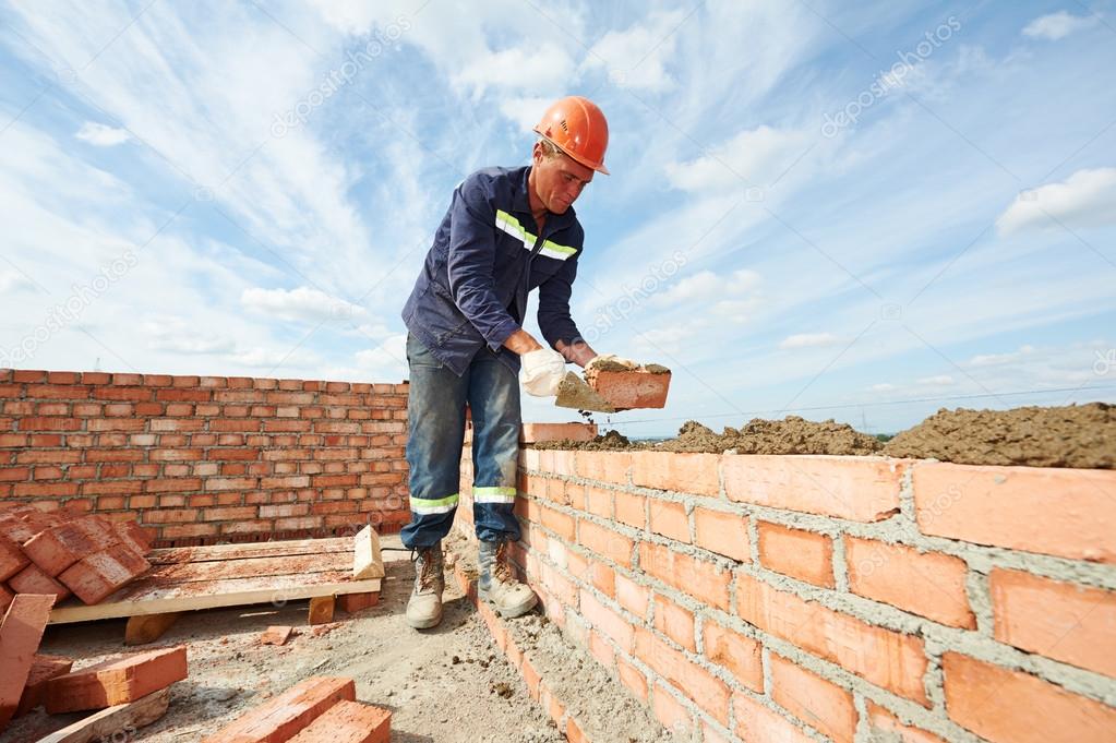 Construction mason worker bricklayer