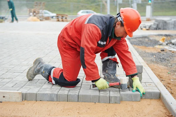 Sidewalk pavement construction works — Stock Photo, Image