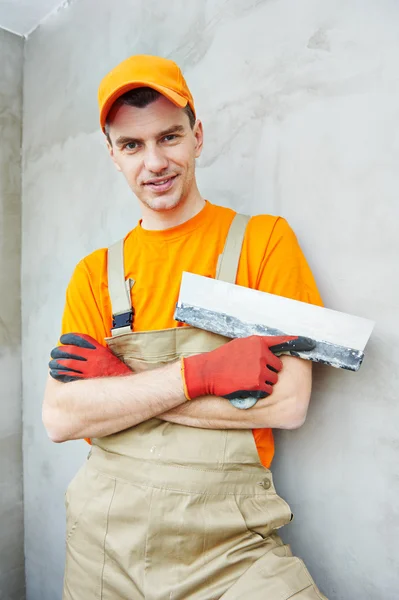 Gipser bei Deckenarbeiten im Innenbereich — Stockfoto