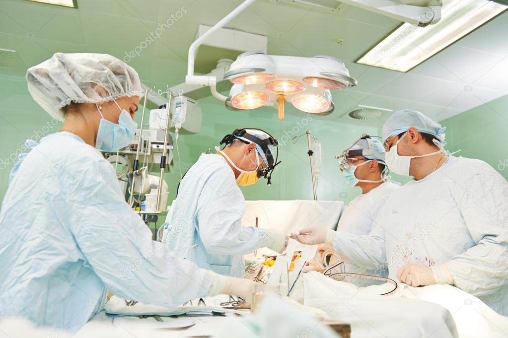 Surgeons team at operation