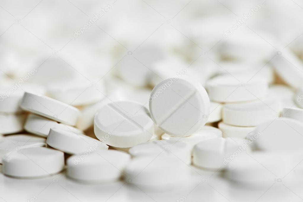 White round medicine tablet antibiotic pills