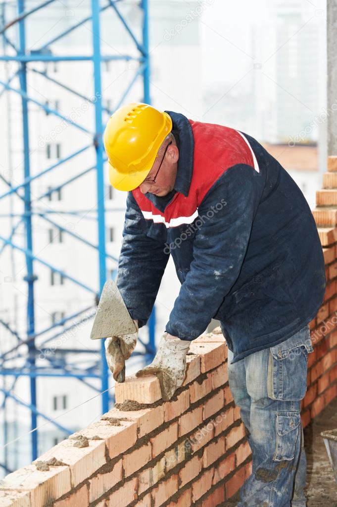 Construction mason worker bricklayer