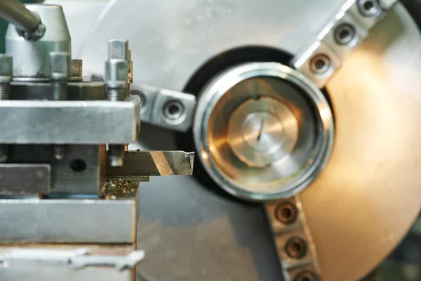 Close-up process of metal machining — Stock Photo, Image