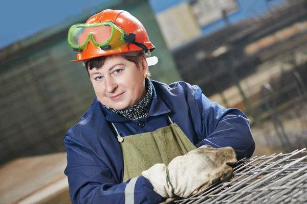 Industry worker at spot welding machine — Stock Photo, Image