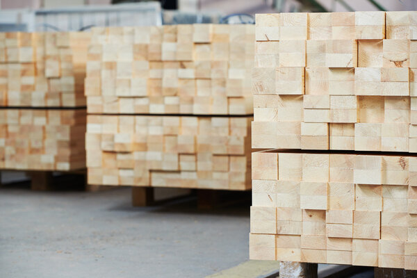 Wood lumber materials at plant