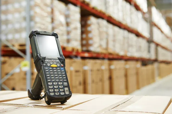 Barcode scanner at warehouse — Stock Photo, Image