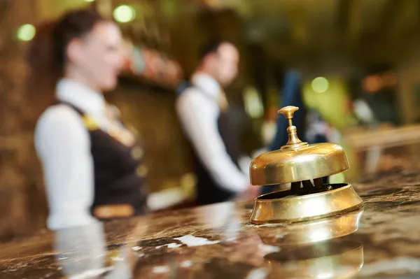 Hotel reception with bell — Stock Photo, Image