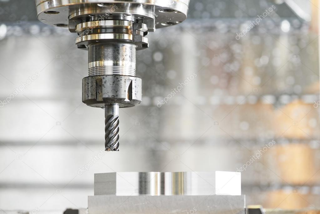 Process of metal machining by mill — Stock Photo © kalinovsky 46978577