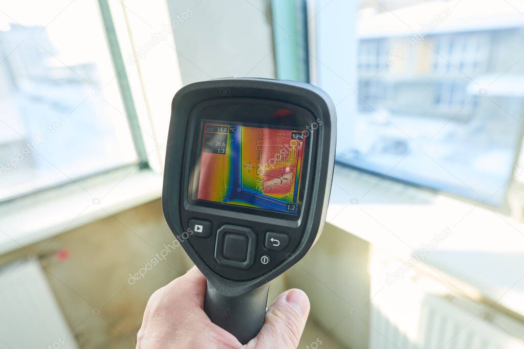 thermal imaging camera inspection window for temperature check and finding heat loss