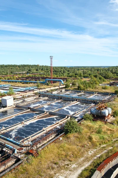 Widok z góry na fabryki obróbki wody — Zdjęcie stockowe
