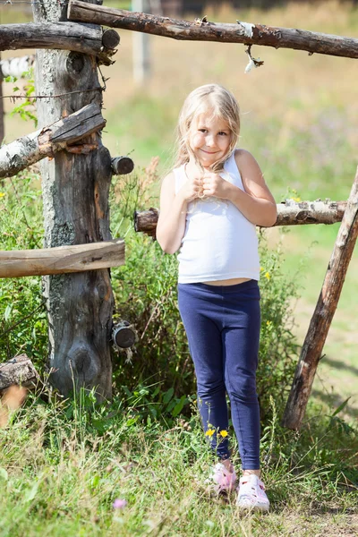 Beautiful little girl, summer day — Stock Photo, Image