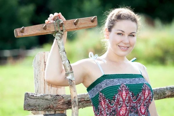 Young woman in country style — Stock Photo, Image