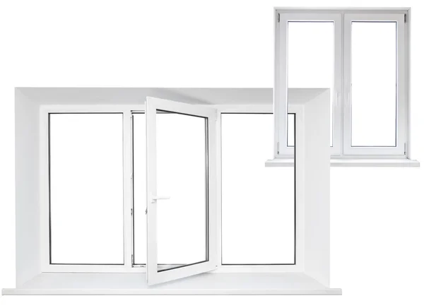 Plastic triple windows, small and big — Stock Photo, Image