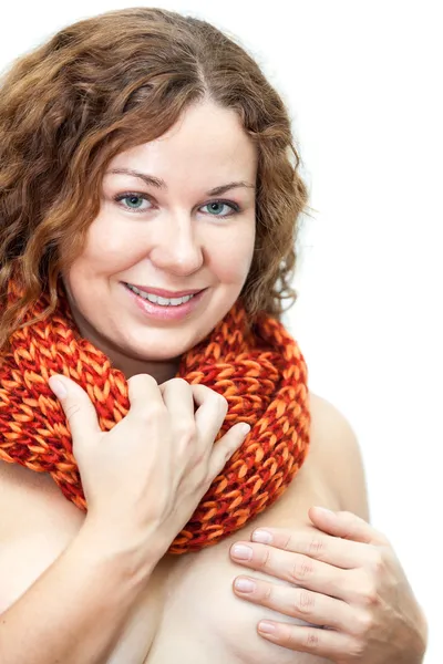 Beautiful woman covering her breast — Stock Photo, Image