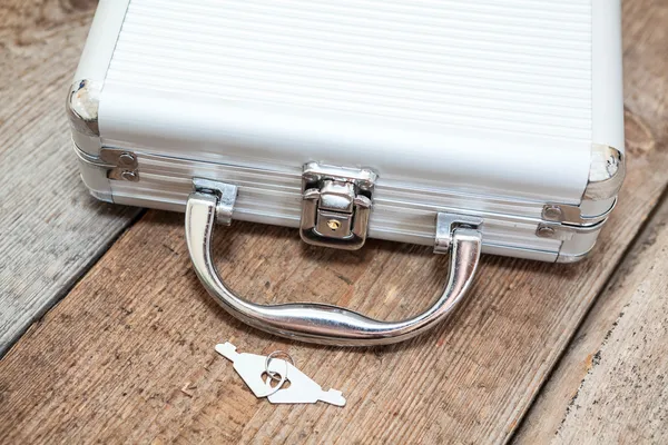 Aluminum closed suitcase — Stock Photo, Image