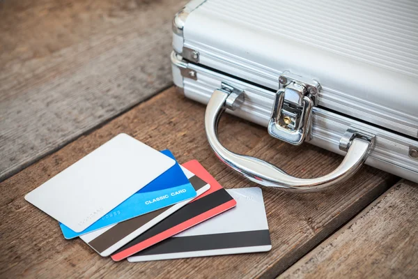 Steel case and credit cards — Stock Photo, Image