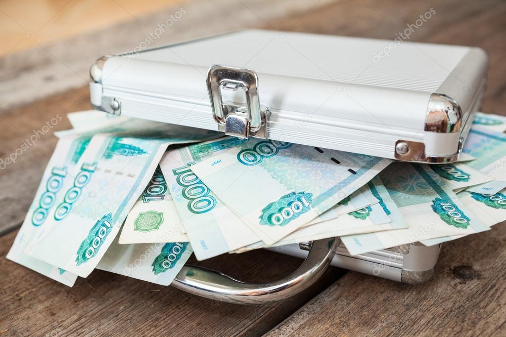 Steel case with Russian rubles inside
