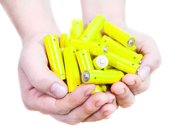 Yellow penlight batteries — Stock Photo, Image