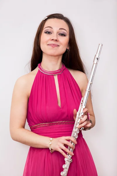 Woman with flute — Stock Photo, Image