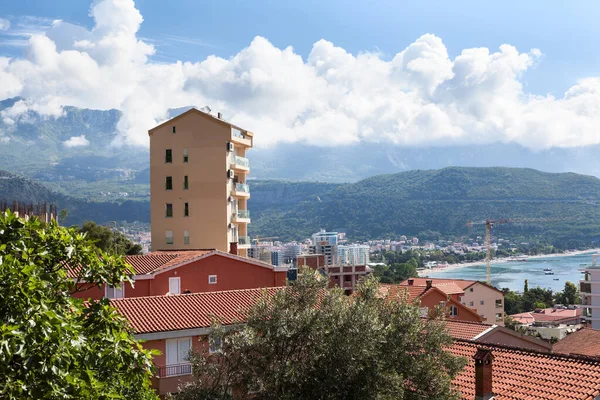 Lack of urban planning due overwhelming demand on real estate. The Budva city eastern part with slopes of the hills surrounding it. Balkans, Montenegro, Europe