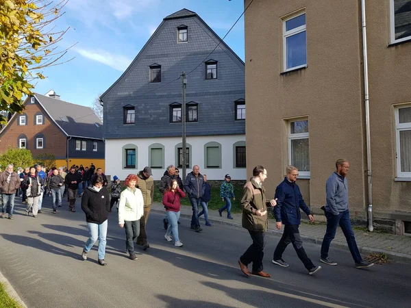 Zwoenitz Saxony Tyskland Oktober 2021 Demonstration Mot Corona — Stockfoto