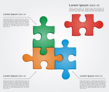 Concept of colorful puzzle pieces with place for yuor text. clipart