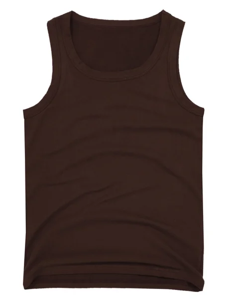 Sleeveless unisex brown shirt isolated on white background — Stock Photo, Image