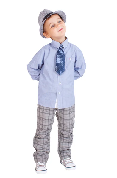 Cool niño bastante elegante aislado sobre fondo blanco. Recorte caminos incluidos . — Foto de Stock