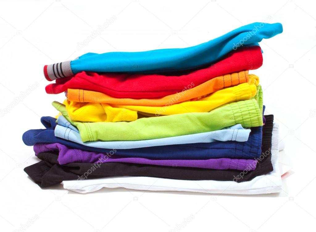 Stack of male underwear isolated on the white